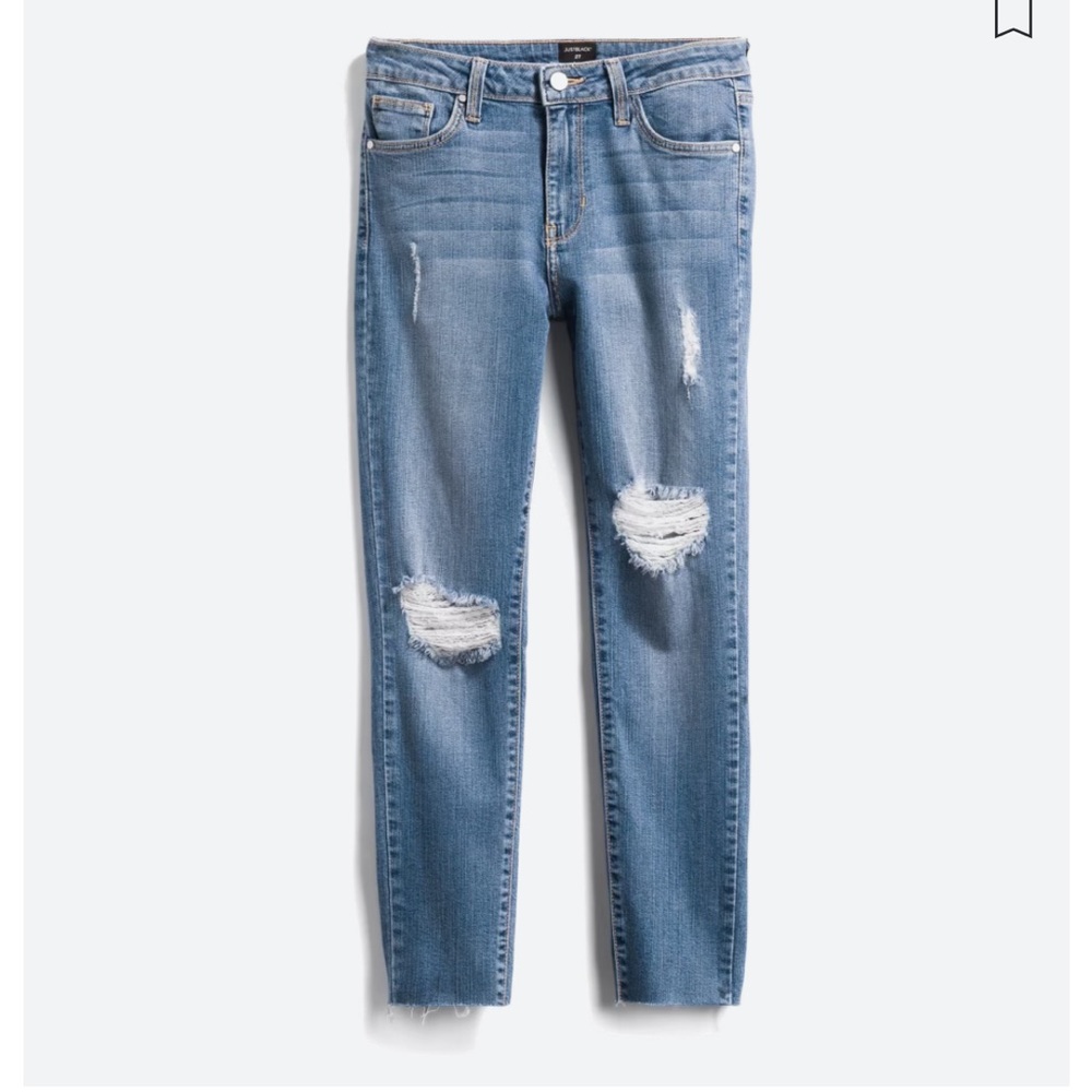 Just Black- Carmella Distressed Scissor Hem Jean, size 32